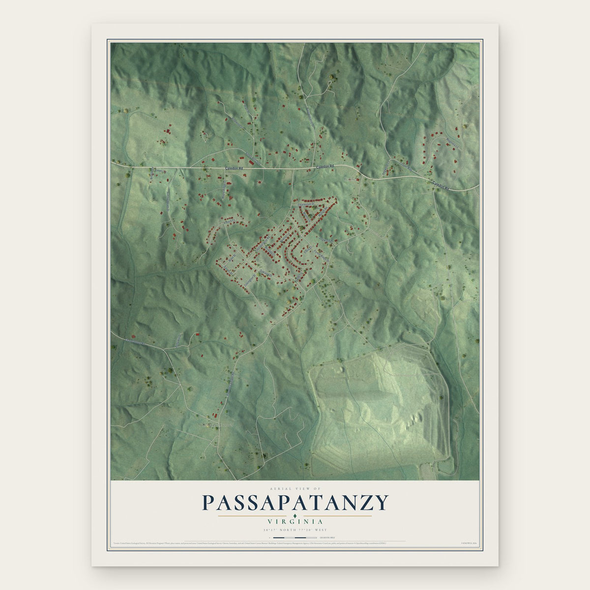 Passapatanzy, Virginia map print, the full design