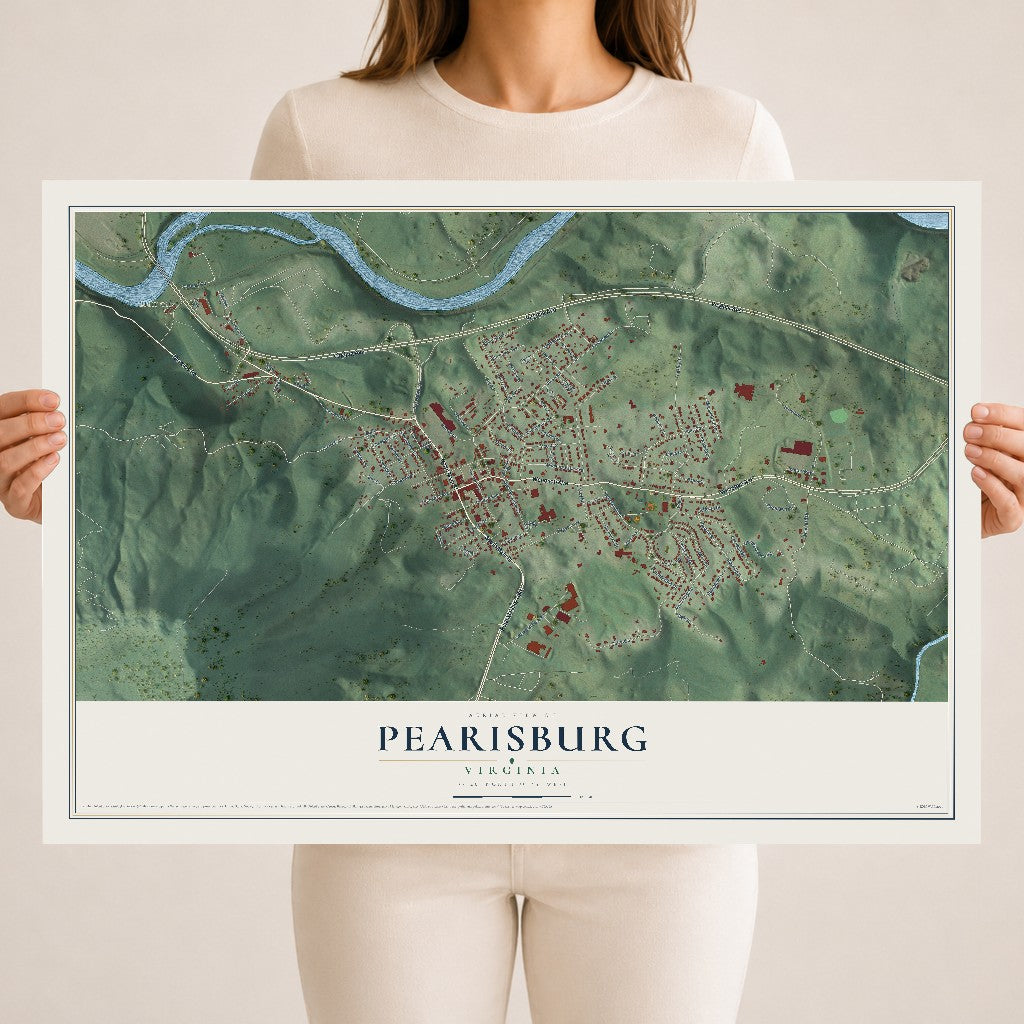 Map of Pearisburg, Virginia, 18 x 24 inch unframed archival matte print