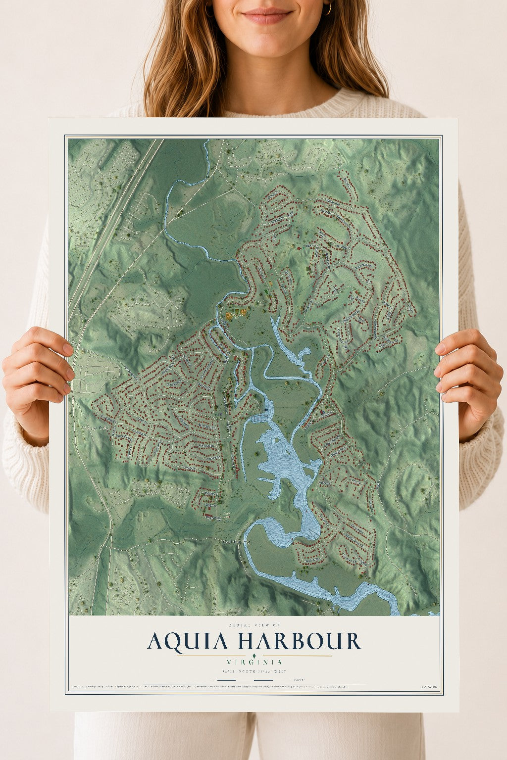 Map of Aquia Harbour, Virginia, 18 x 24 inch unframed archival matte print