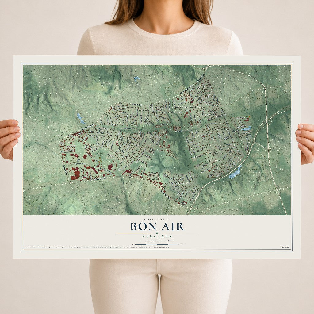 Map of Bon Air, Virginia, 18 x 24 inch unframed archival matte print
