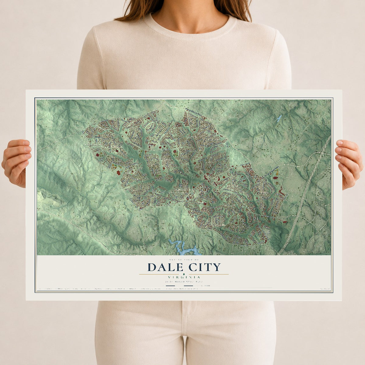 Map of Dale City, Virginia, 12 x 18 inch unframed archival matte print