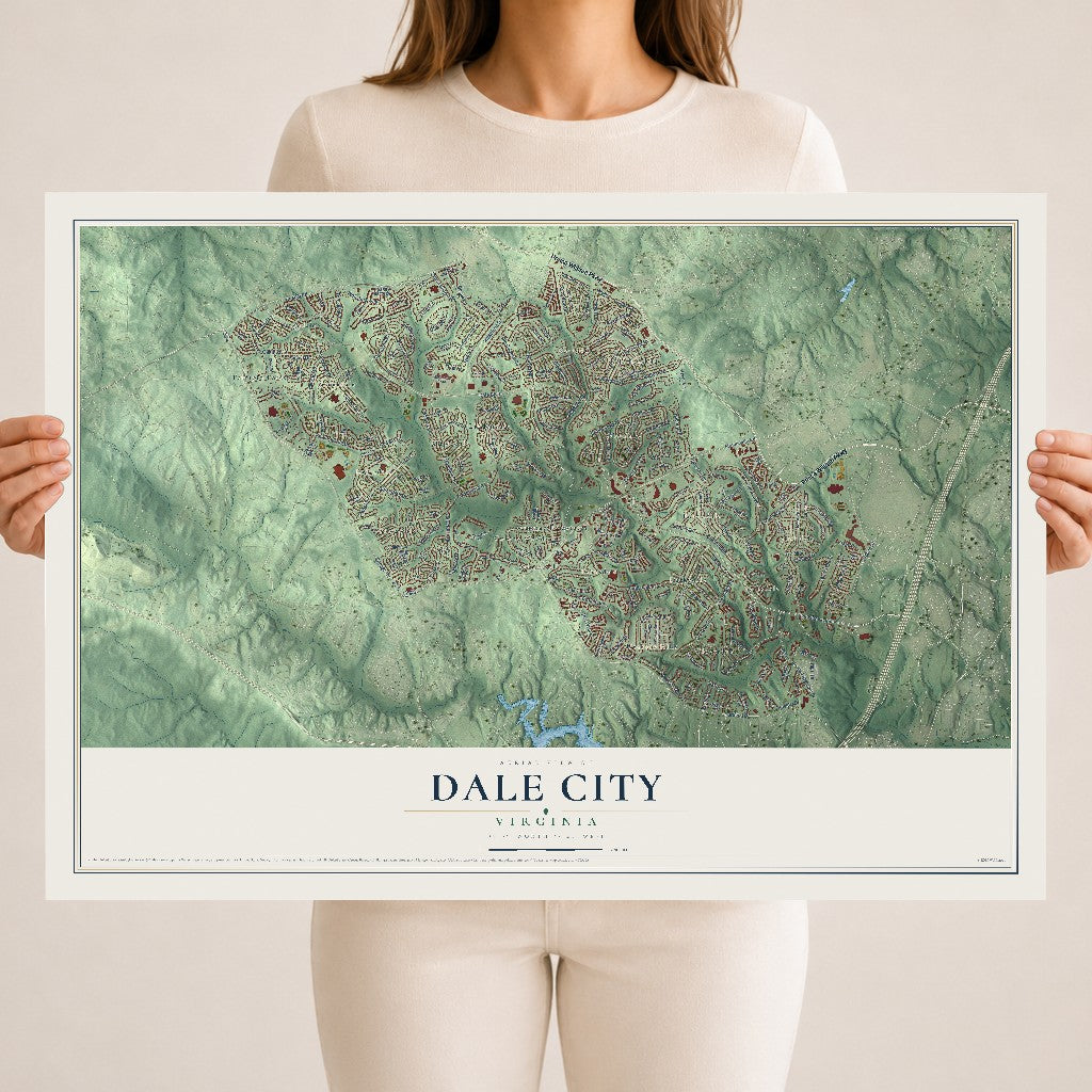 Map of Dale City, Virginia, 18 x 24 inch unframed archival matte print