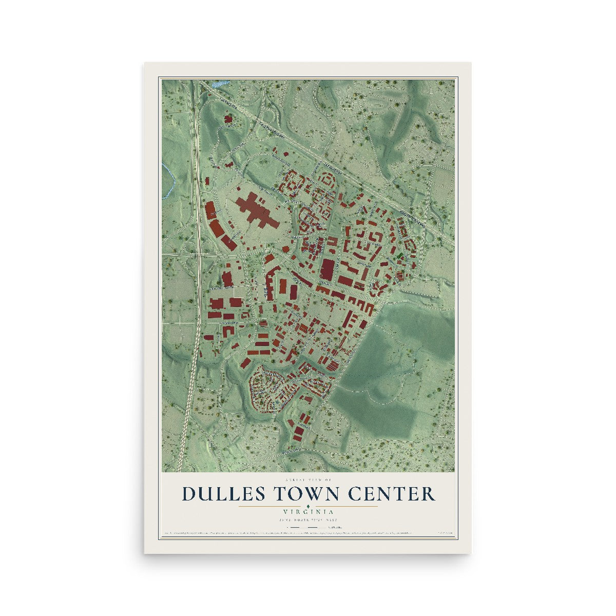Map of Dulles Town Center, Virginia, 12 x 18 inch unframed archival matte print