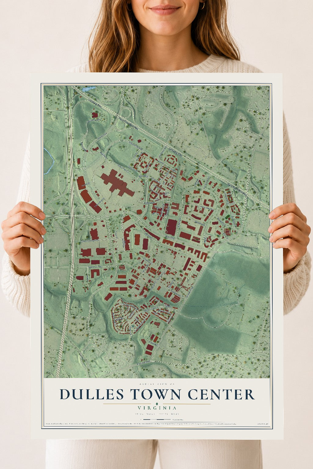 Map of Dulles Town Center, Virginia, 18 x 24 inch unframed archival matte print