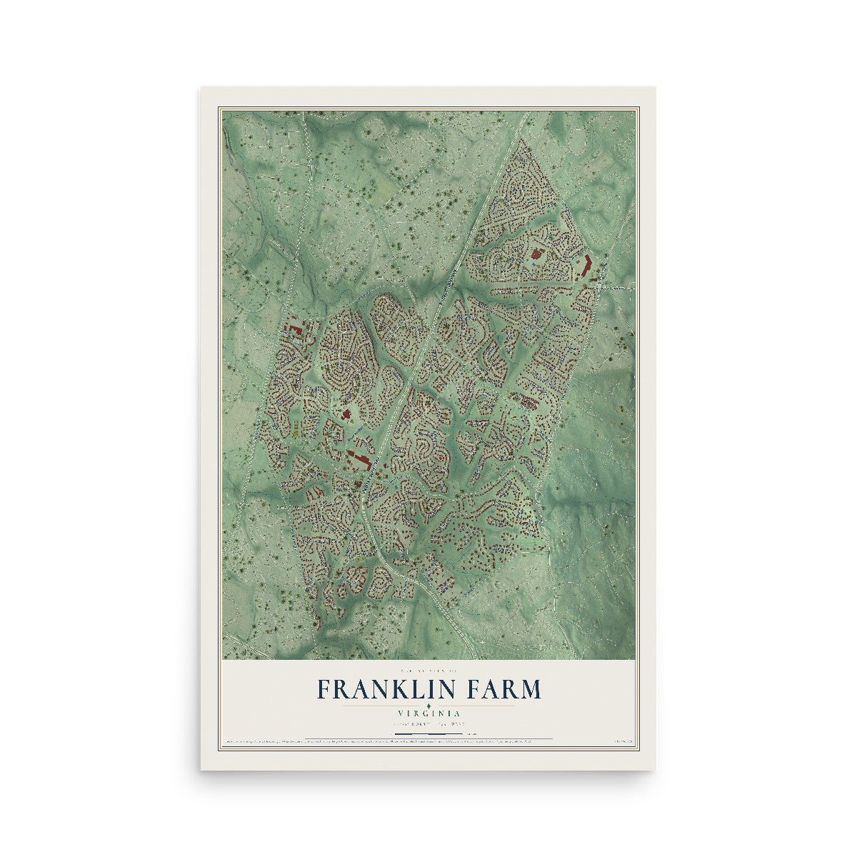 Map of Franklin Farm, Virginia, 12 x 18 inch unframed archival matte print
