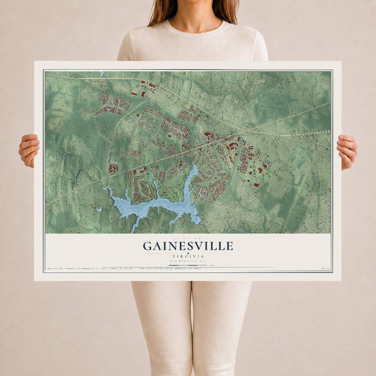 Map of Gainesville, Virginia, 24 x 36 inch unframed archival matte print