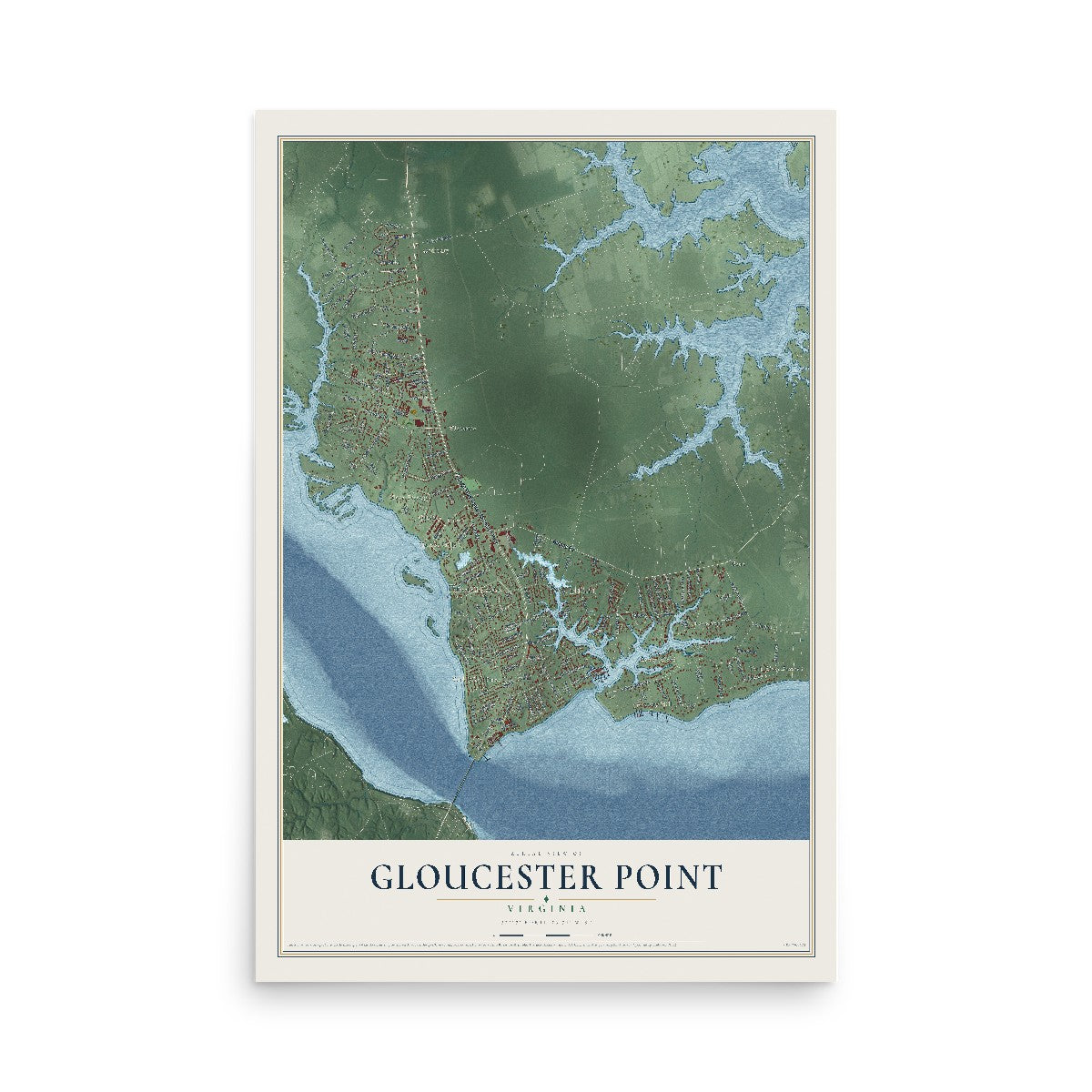 Map of Gloucester Point, Virginia, 12 x 18 inch unframed archival matte print