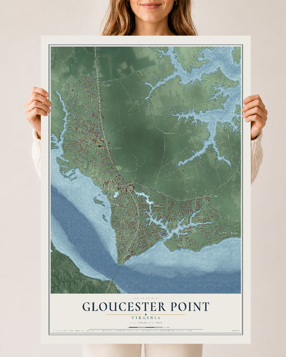 Map of Gloucester Point, Virginia, 24 x 36 inch unframed archival matte print