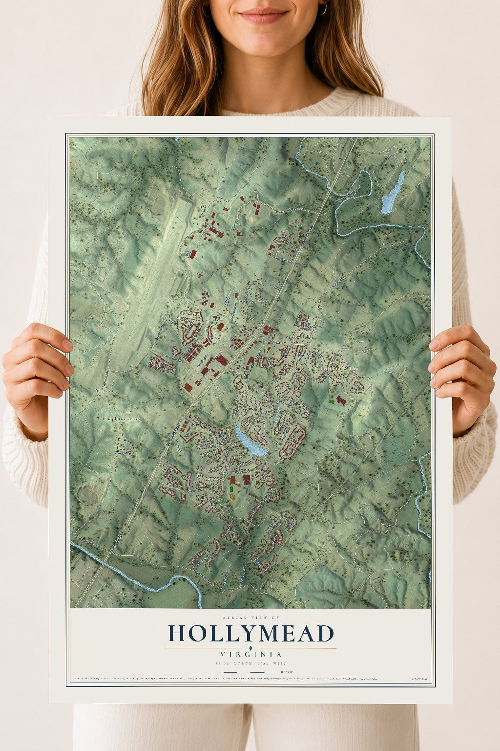 Map of Hollymead, Virginia, 18 x 24 inch unframed archival matte print