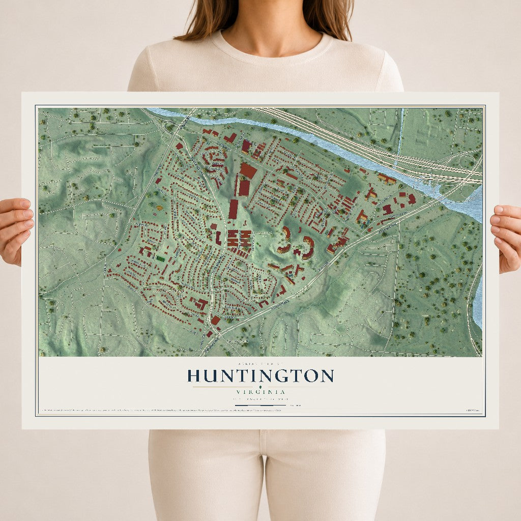 Map of Huntington, Virginia, 18 x 24 inch unframed archival matte print