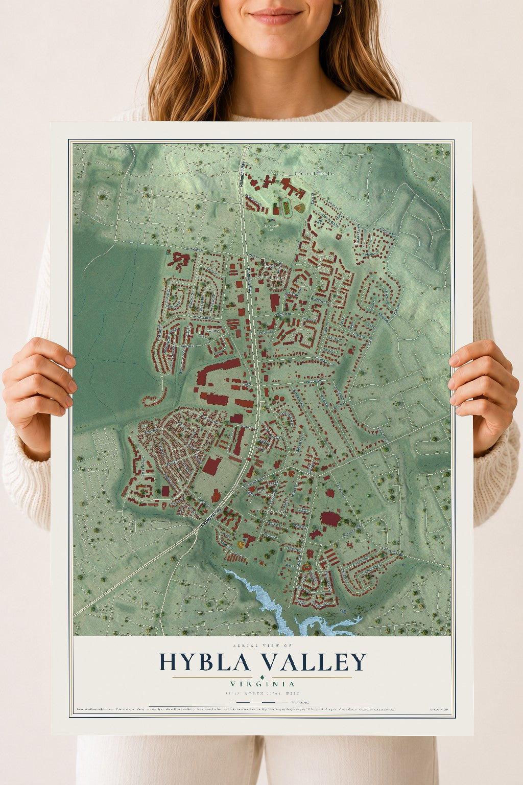Map of Hybla Valley, Virginia, 18 x 24 inch unframed archival matte print