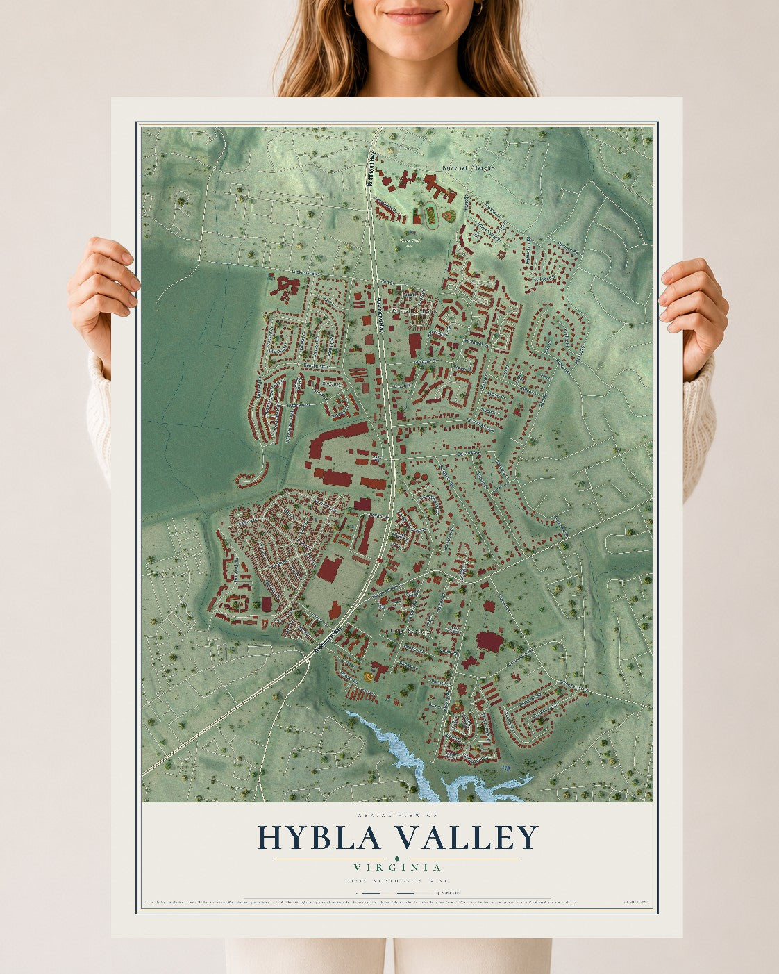 Map of Hybla Valley, Virginia, 24 x 36 inch unframed archival matte print