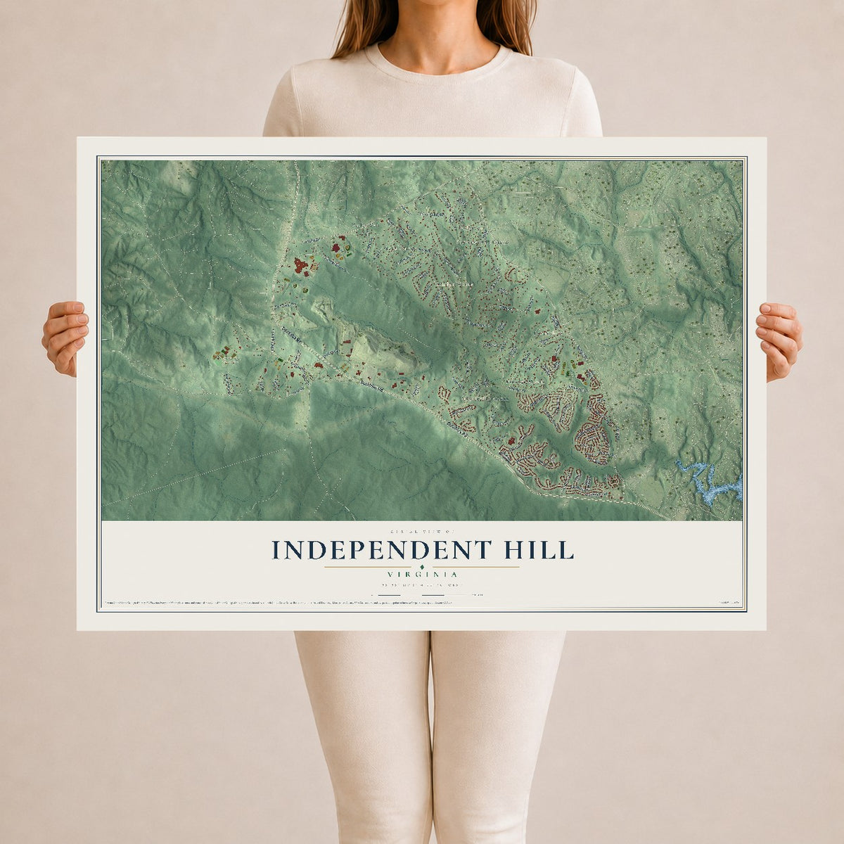 Map of Independent Hill, Virginia, 24 x 36 inch unframed archival matte print