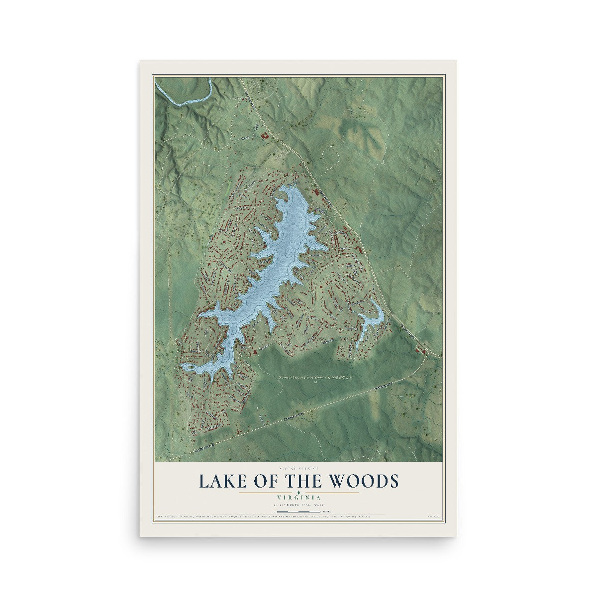 Map of Lake of the Woods, Virginia, 12 x 18 inch unframed archival matte print