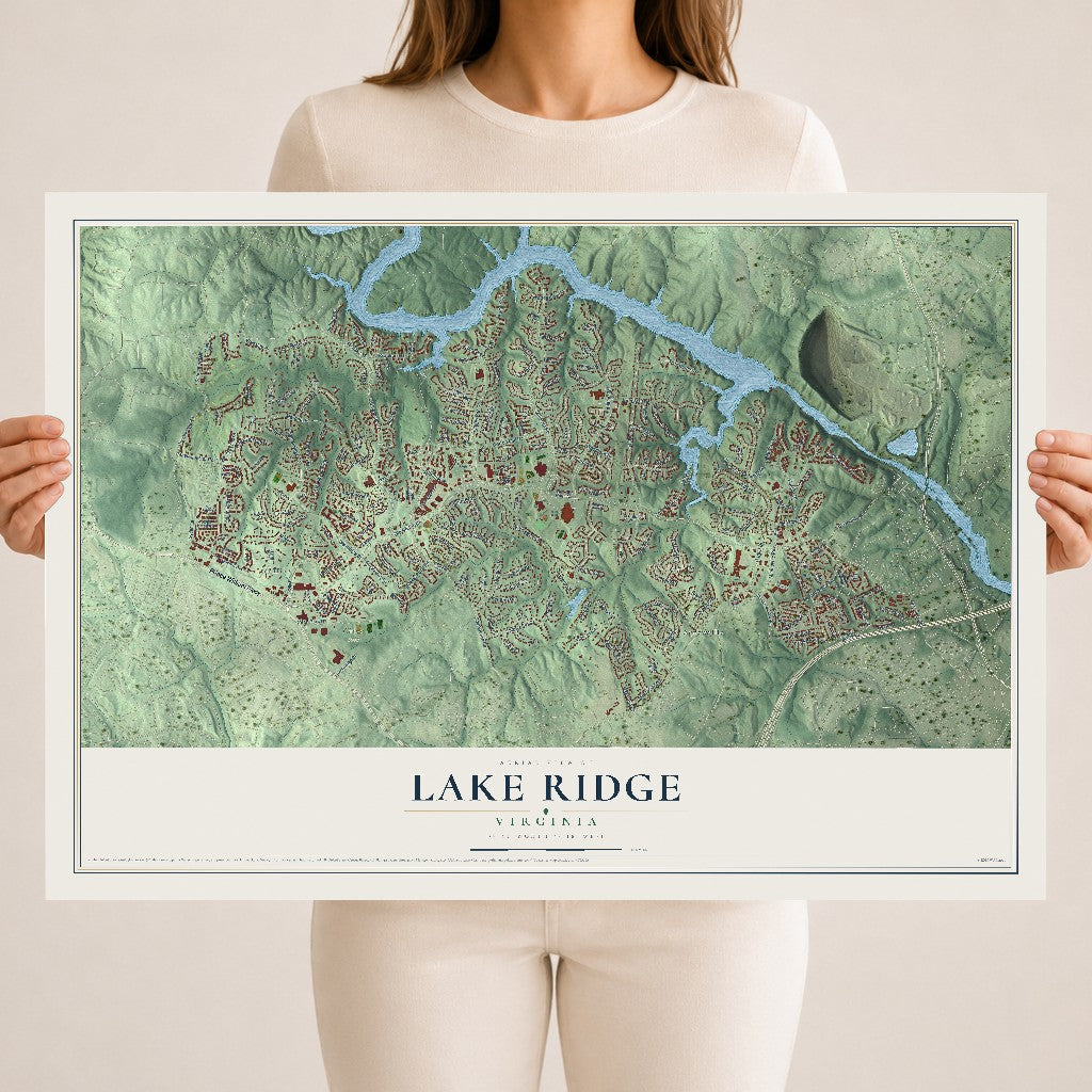 Map of Lake Ridge, Virginia, 18 x 24 inch unframed archival matte print