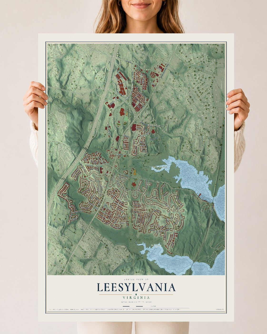 Map of Leesylvania, Virginia, 24 x 36 inch unframed archival matte print