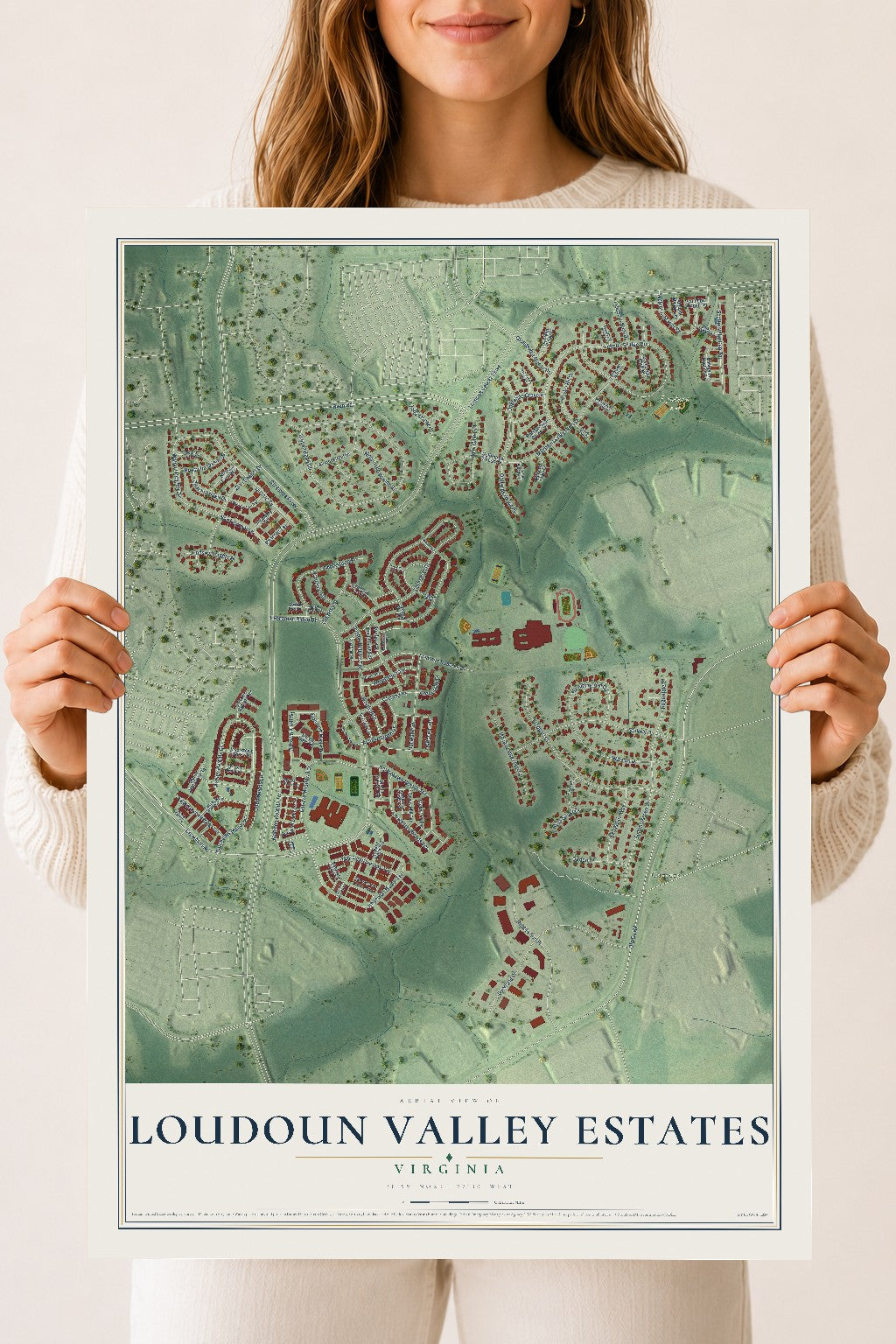 Map of Loudoun Valley Estates, Virginia, 18 x 24 inch unframed archival matte print