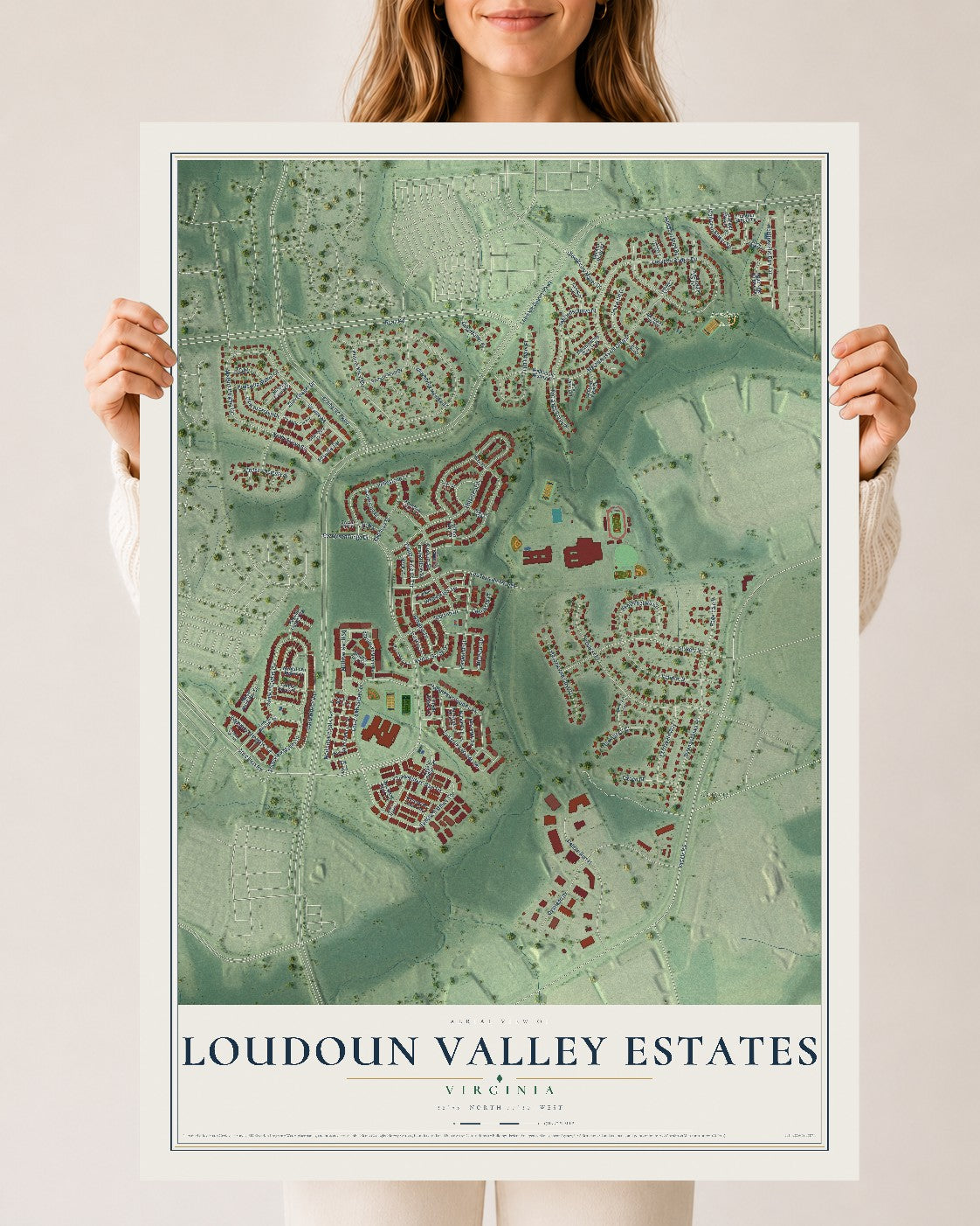 Map of Loudoun Valley Estates, Virginia, 24 x 36 inch unframed archival matte print