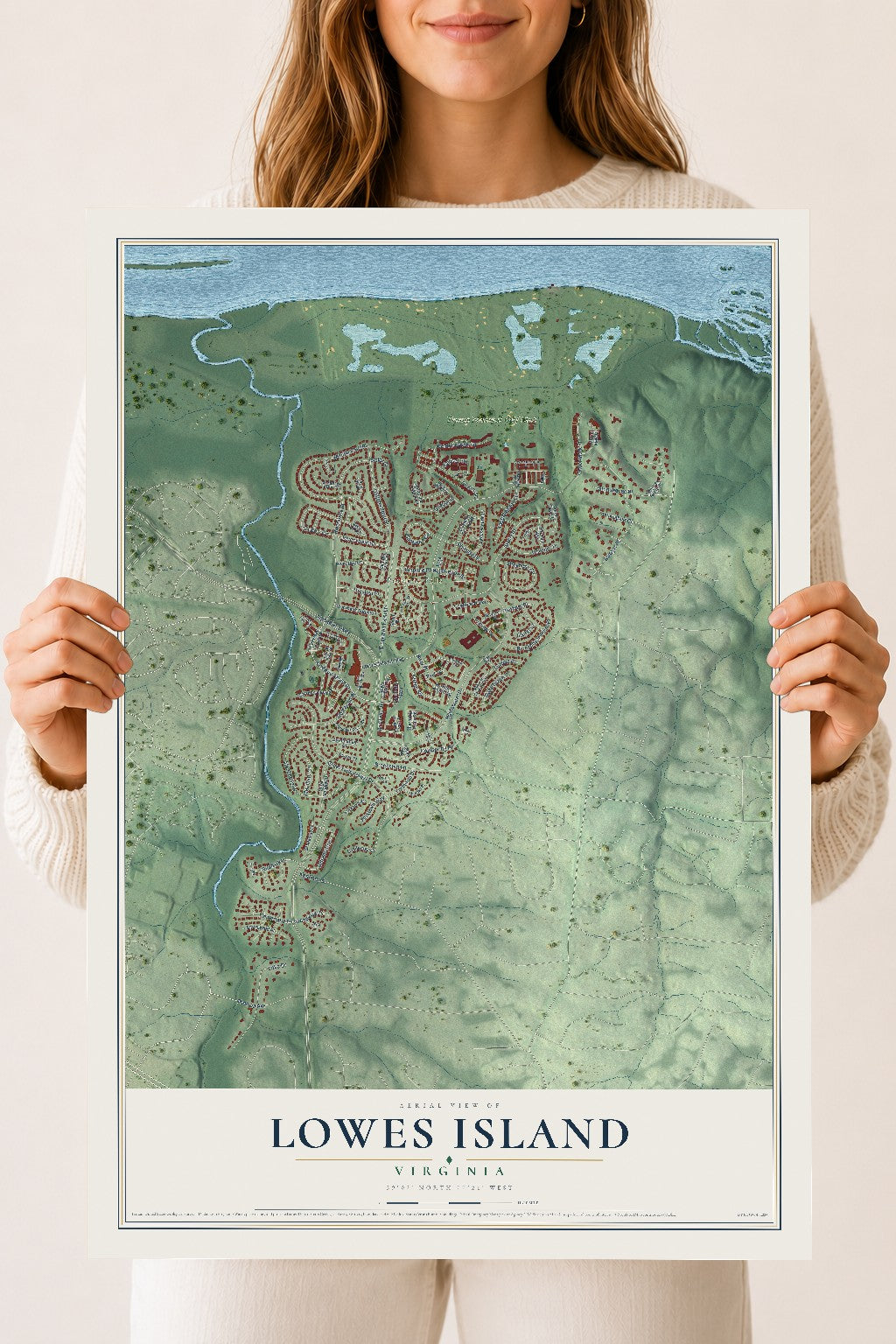 Map of Lowes Island, Virginia, 18 x 24 inch unframed archival matte print
