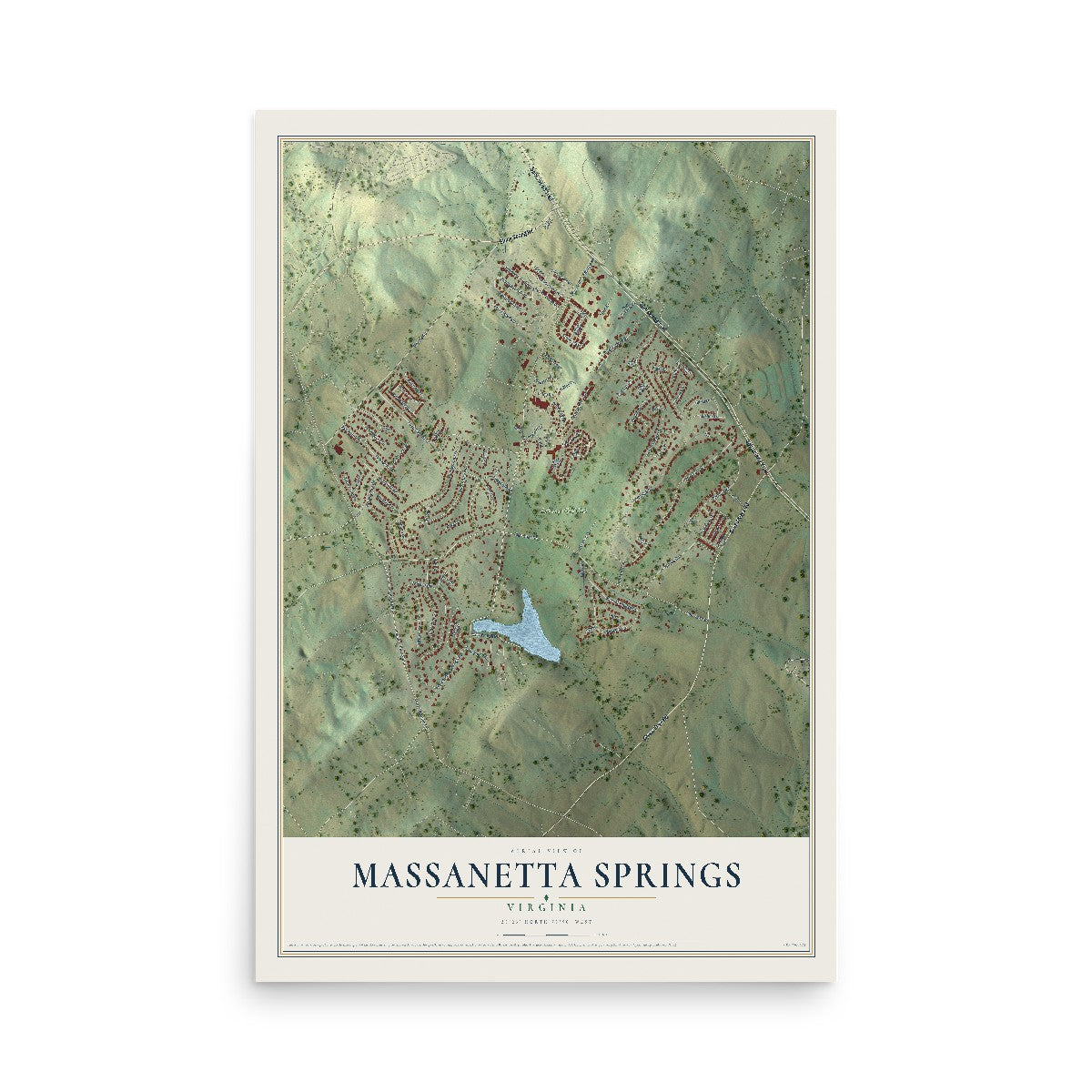 Map of Massanetta Springs, Virginia, 12 x 18 inch unframed archival matte print