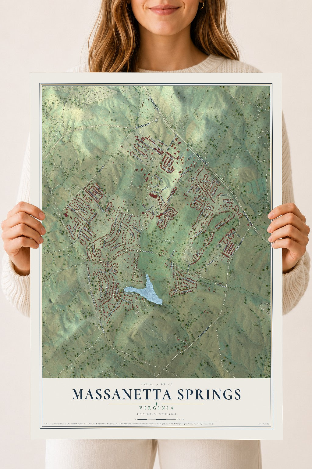 Map of Massanetta Springs, Virginia, 18 x 24 inch unframed archival matte print