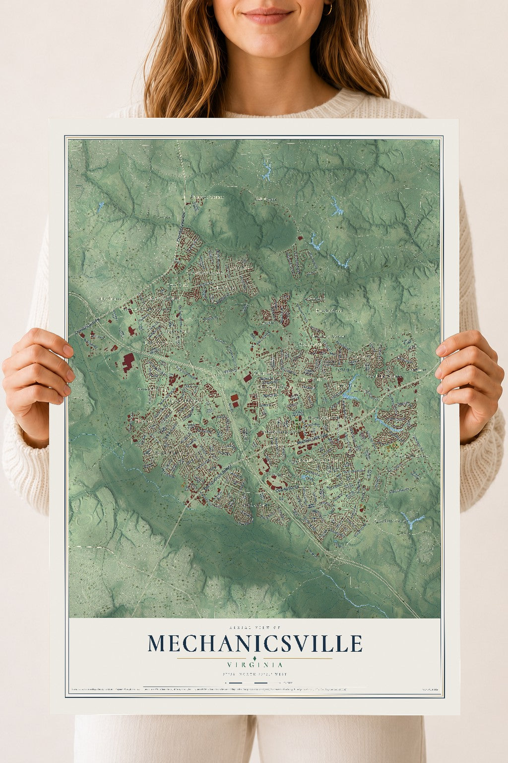 Map of Mechanicsville, Virginia, 18 x 24 inch unframed archival matte print