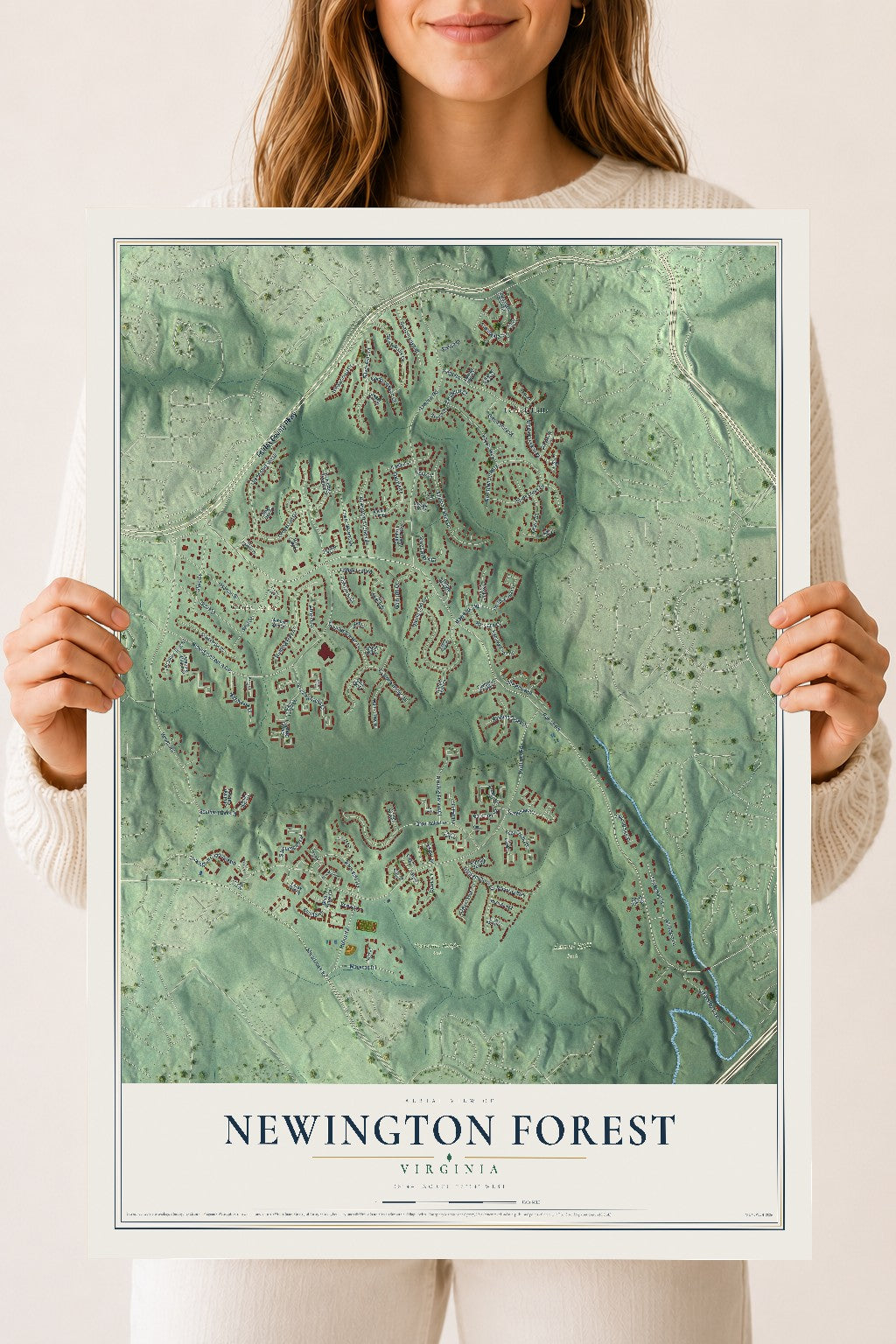 Map of Newington Forest, Virginia, 18 x 24 inch unframed archival matte print