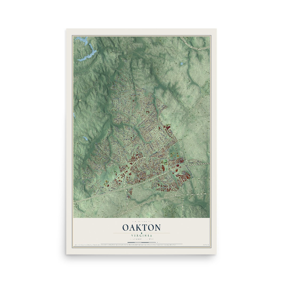 Map of Oakton, Virginia, 12 x 18 inch unframed archival matte print