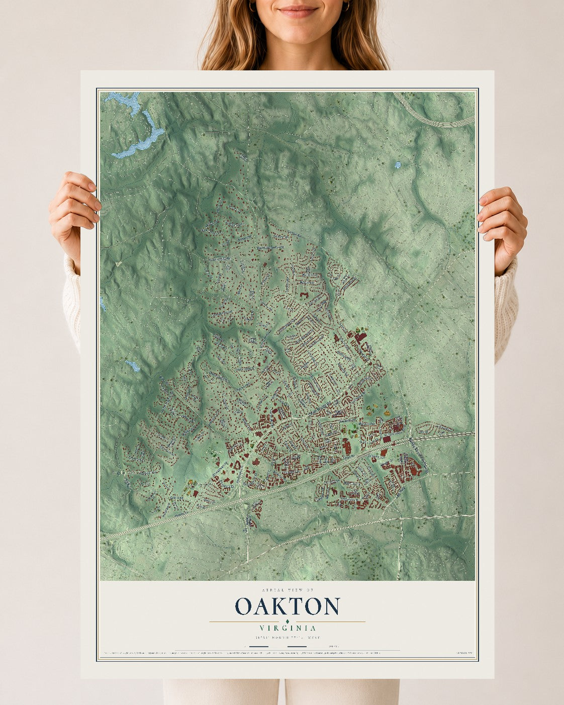 Map of Oakton, Virginia, 24 x 36 inch unframed archival matte print