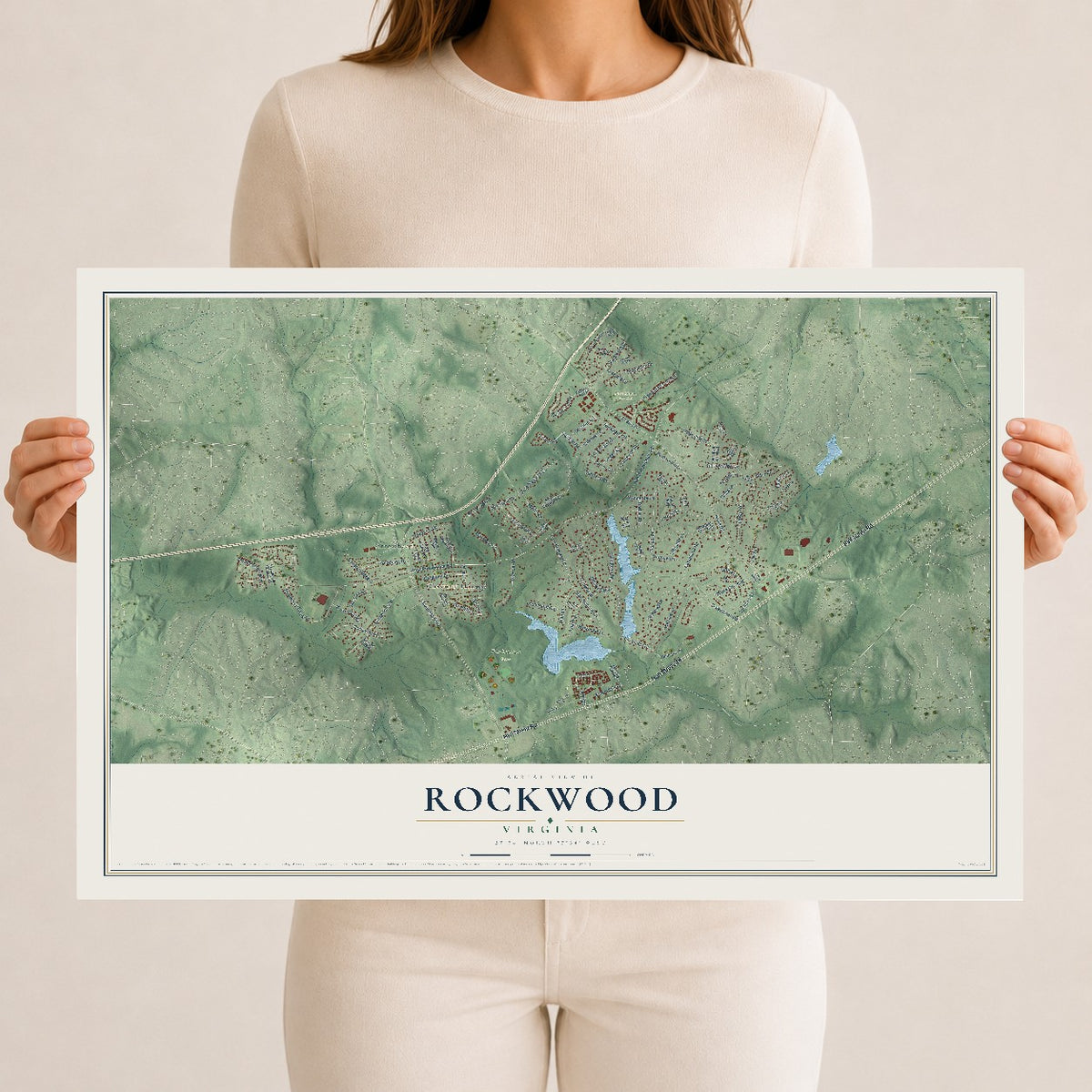 Map of Rockwood, Virginia, 12 x 18 inch unframed archival matte print