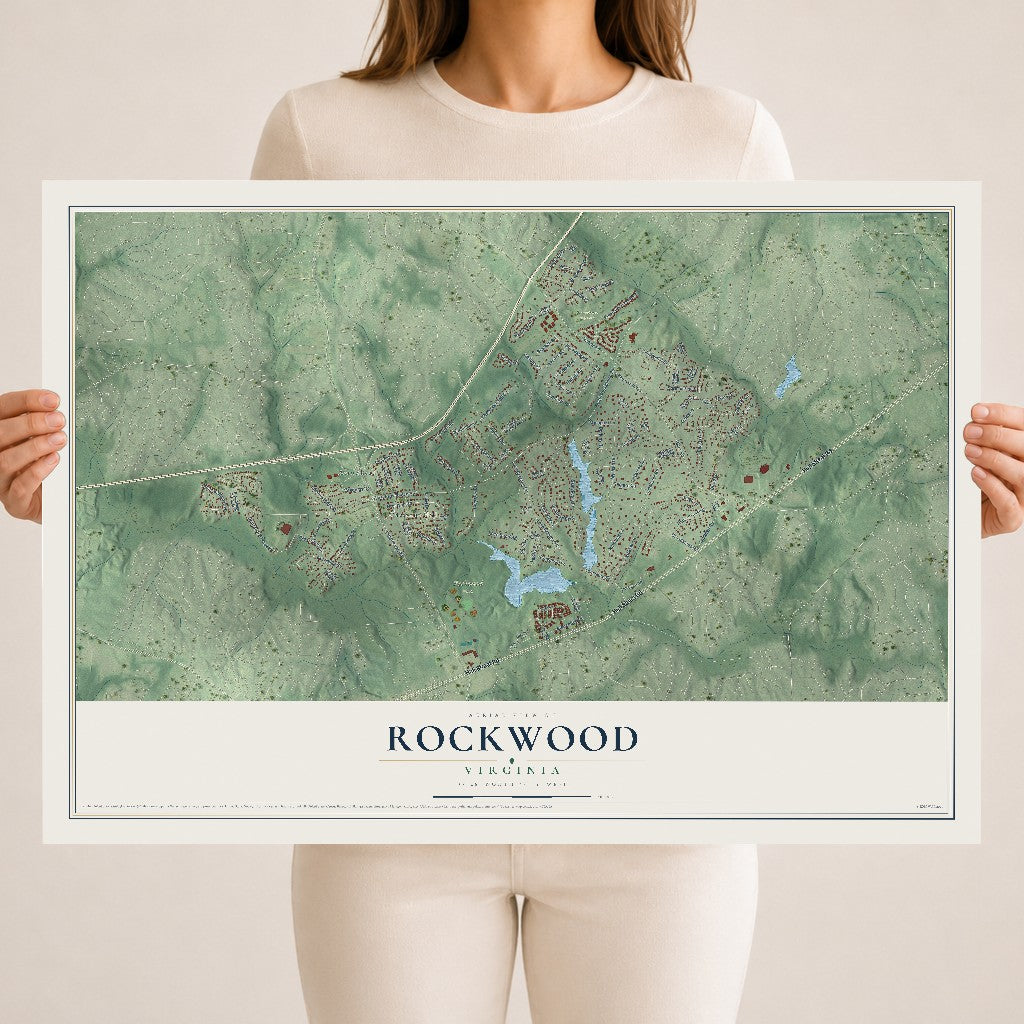 Map of Rockwood, Virginia, 18 x 24 inch unframed archival matte print