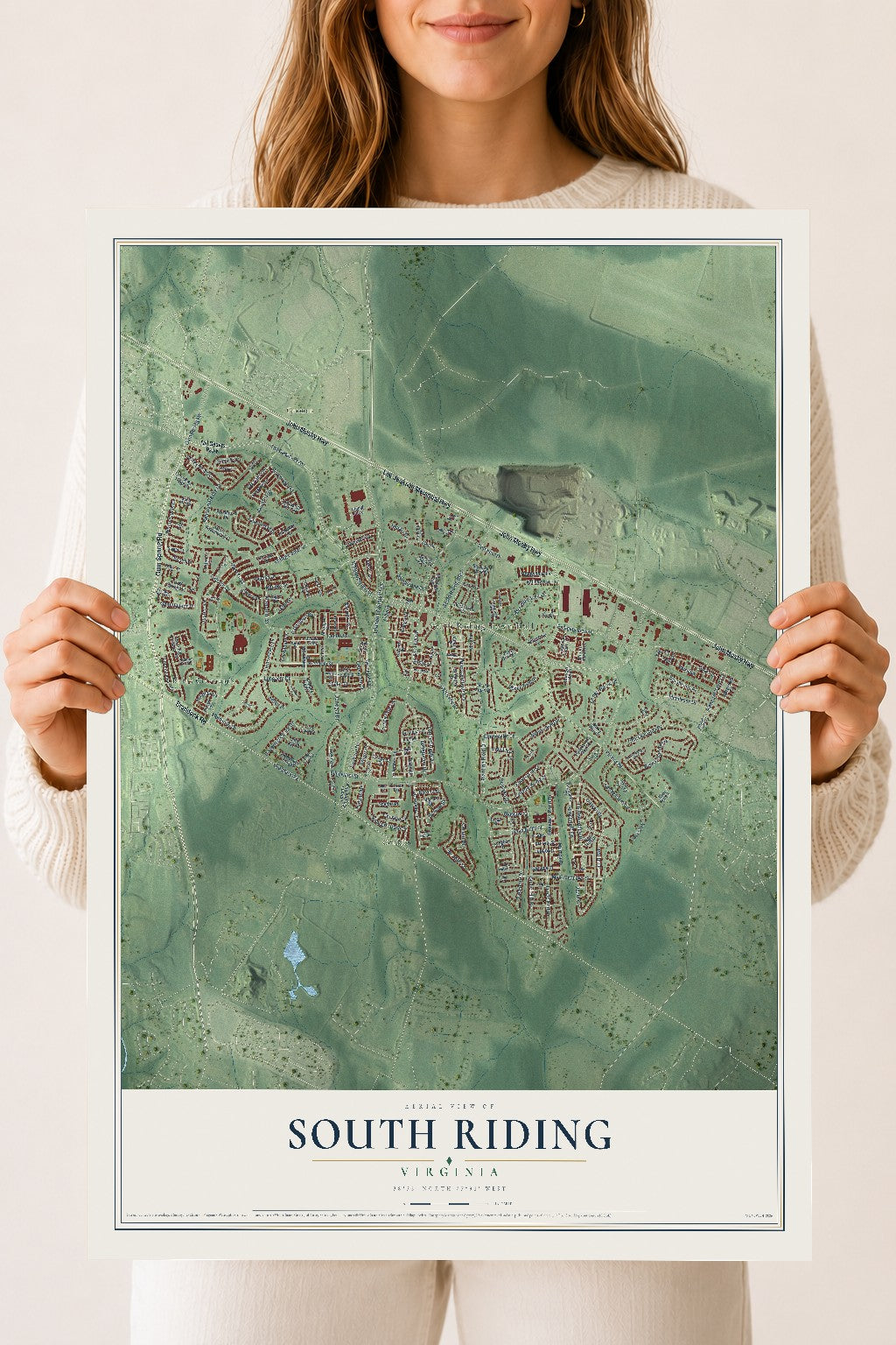 Map of South Riding, Virginia, 18 x 24 inch unframed archival matte print