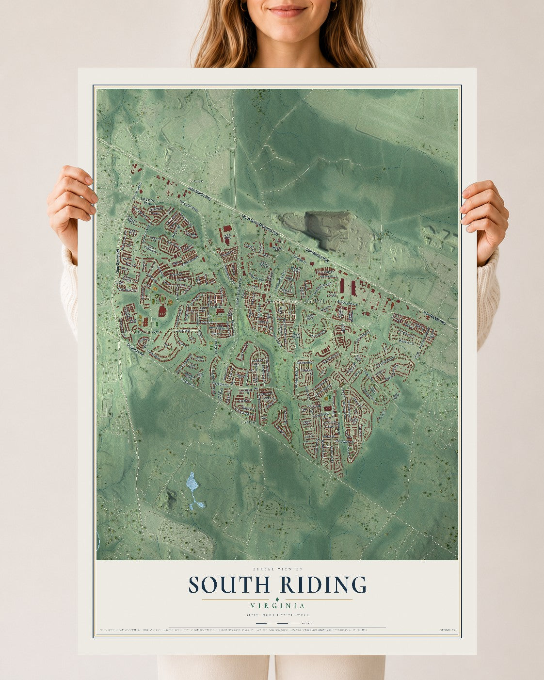 Map of South Riding, Virginia, 24 x 36 inch unframed archival matte print