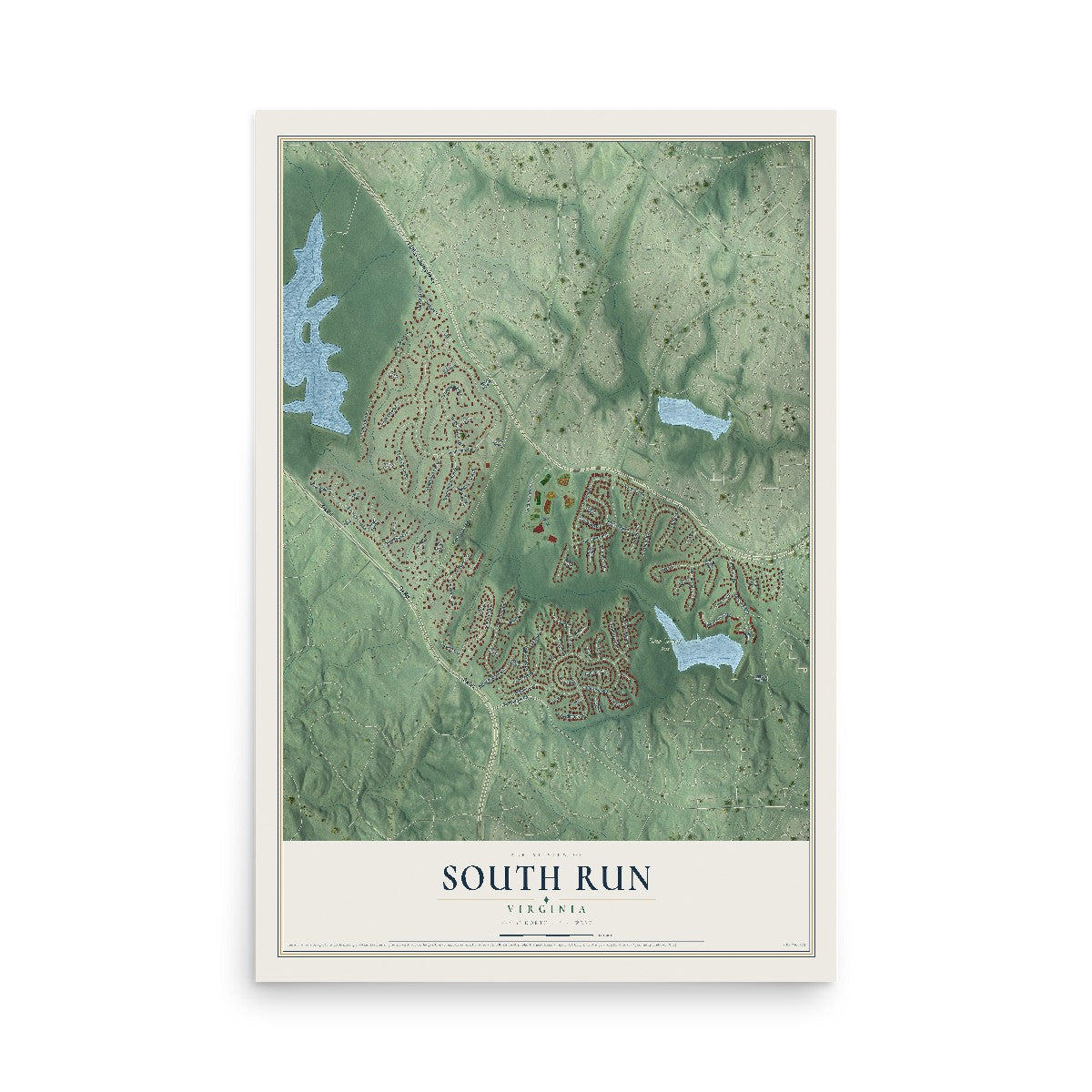 Map of South Run, Virginia, 12 x 18 inch unframed archival matte print