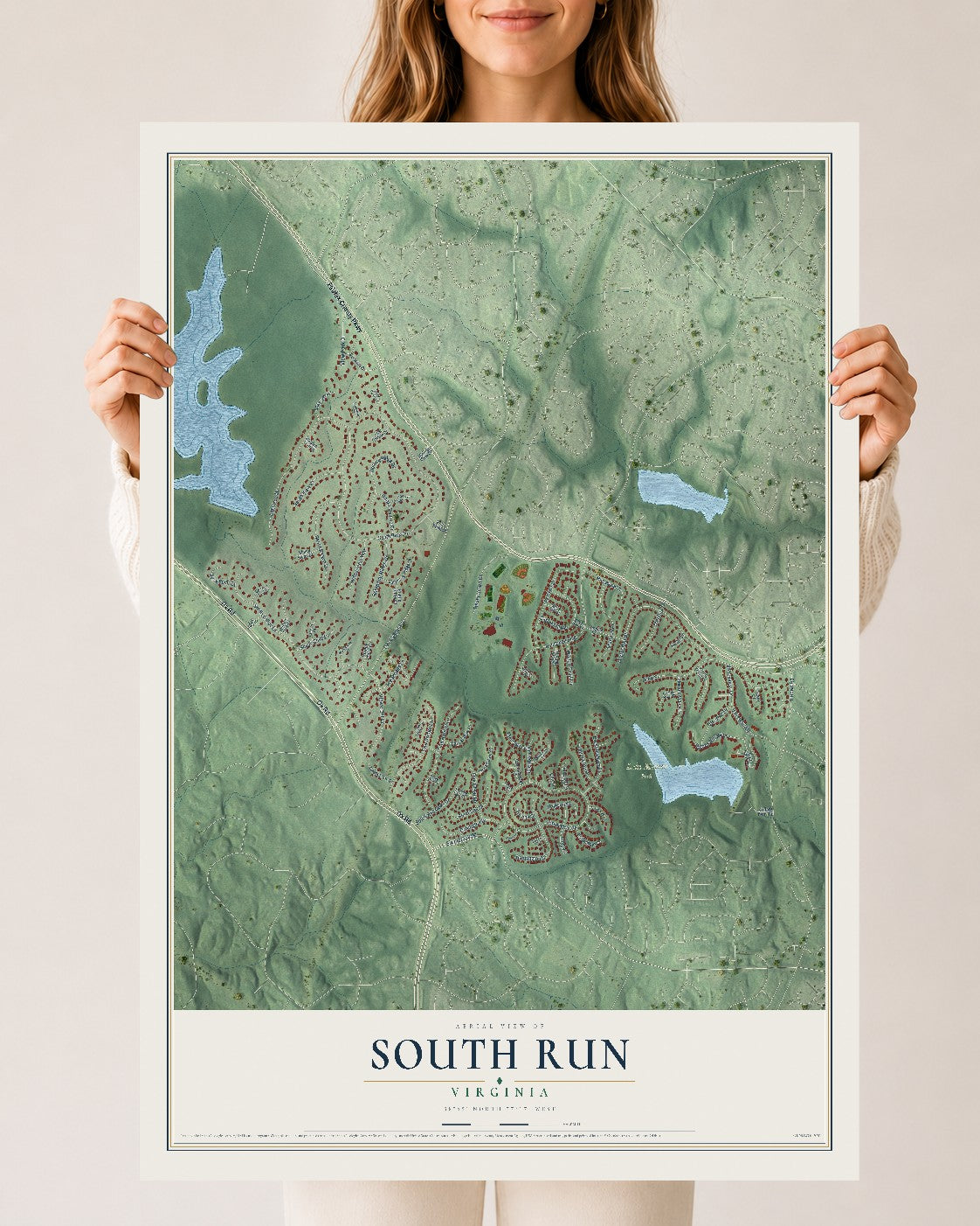 Map of South Run, Virginia, 24 x 36 inch unframed archival matte print