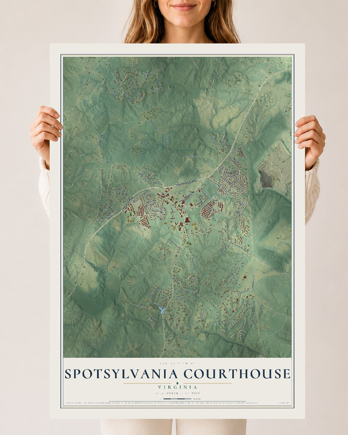 Map of Spotsylvania Courthouse, Virginia, 24 x 36 inch unframed archival matte print