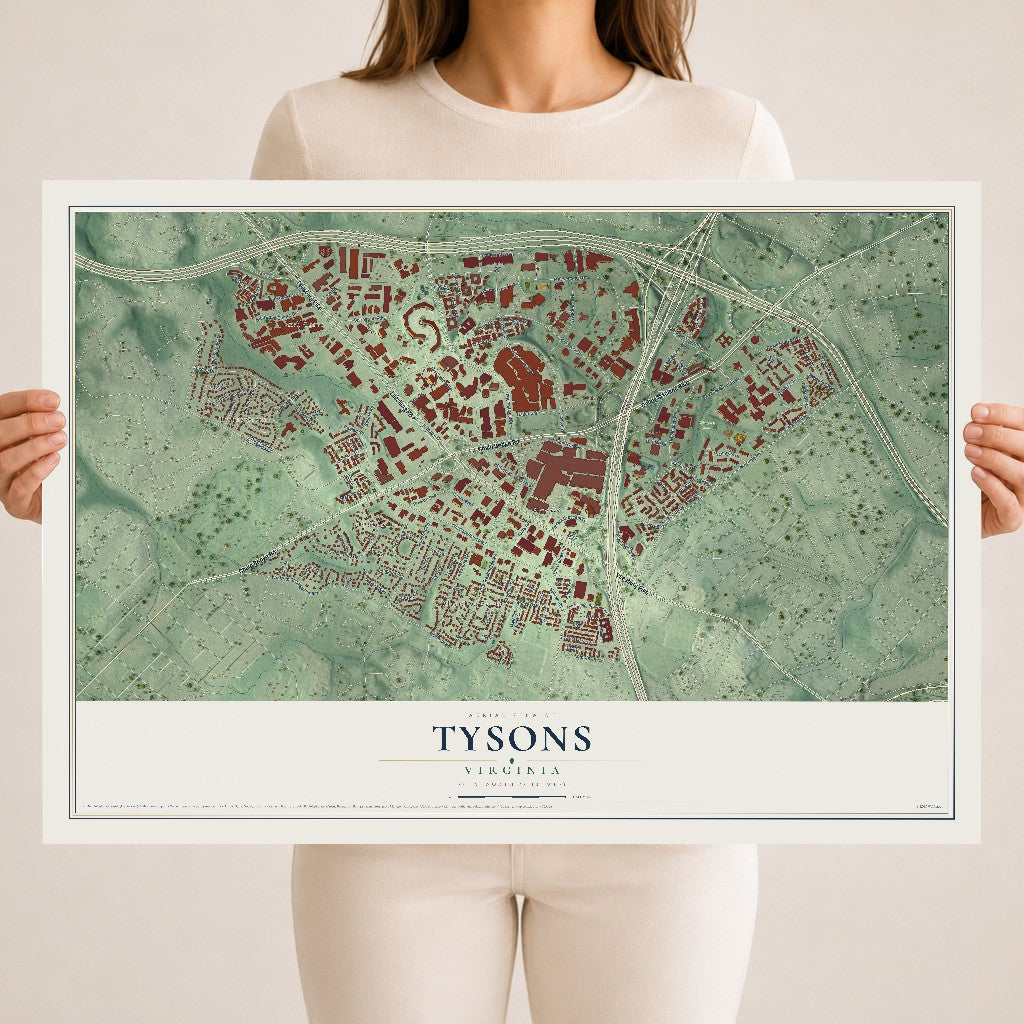 Map of Tysons, Virginia, 18 x 24 inch unframed archival matte print