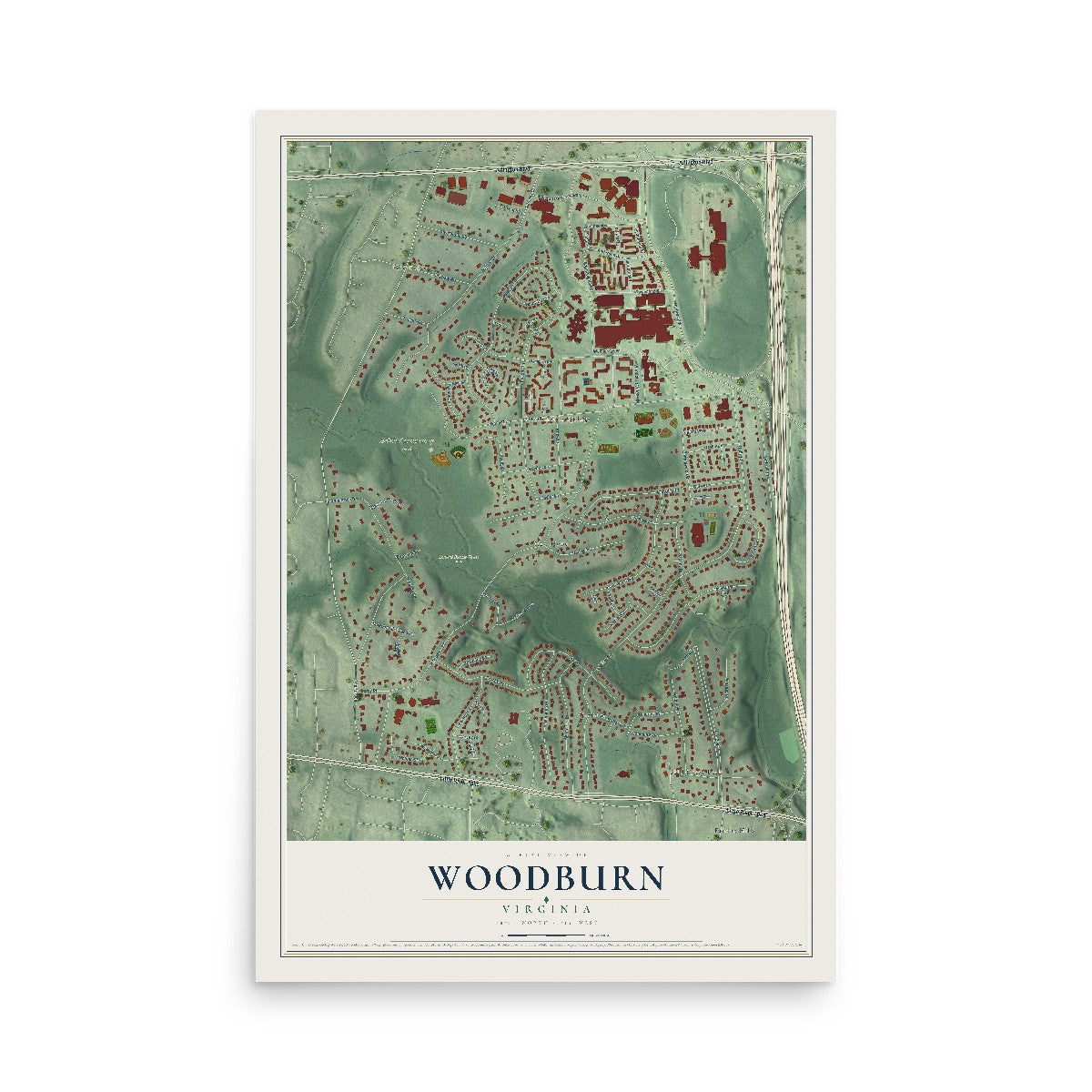 Map of Woodburn, Virginia, 12 x 18 inch unframed archival matte print