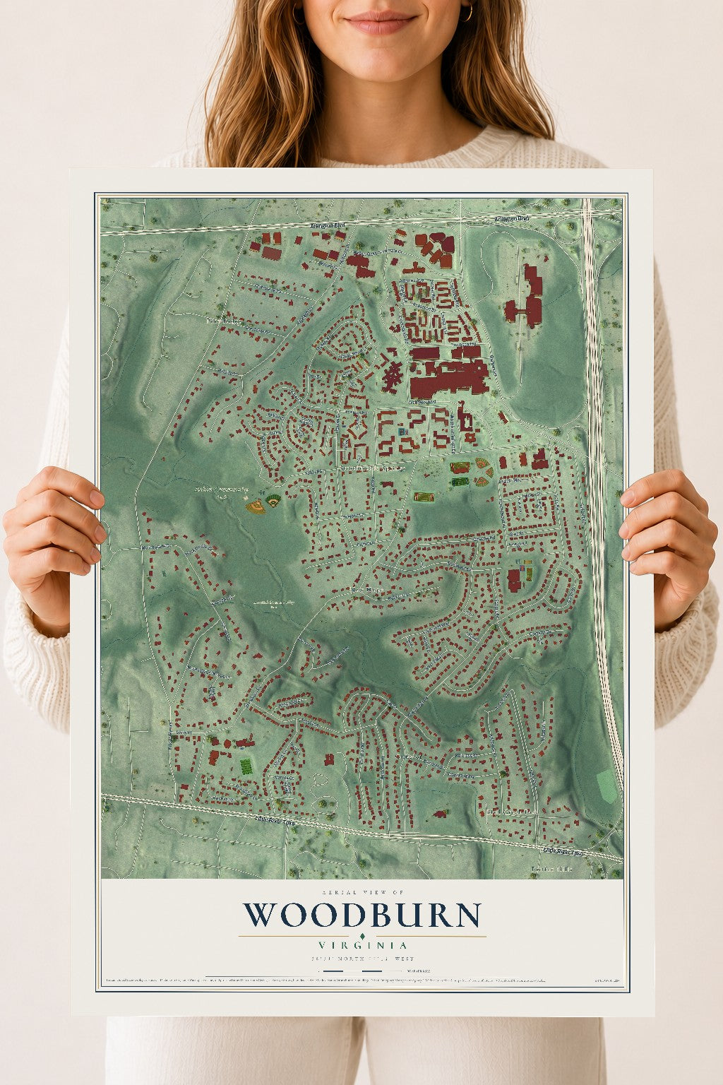 Map of Woodburn, Virginia, 18 x 24 inch unframed archival matte print