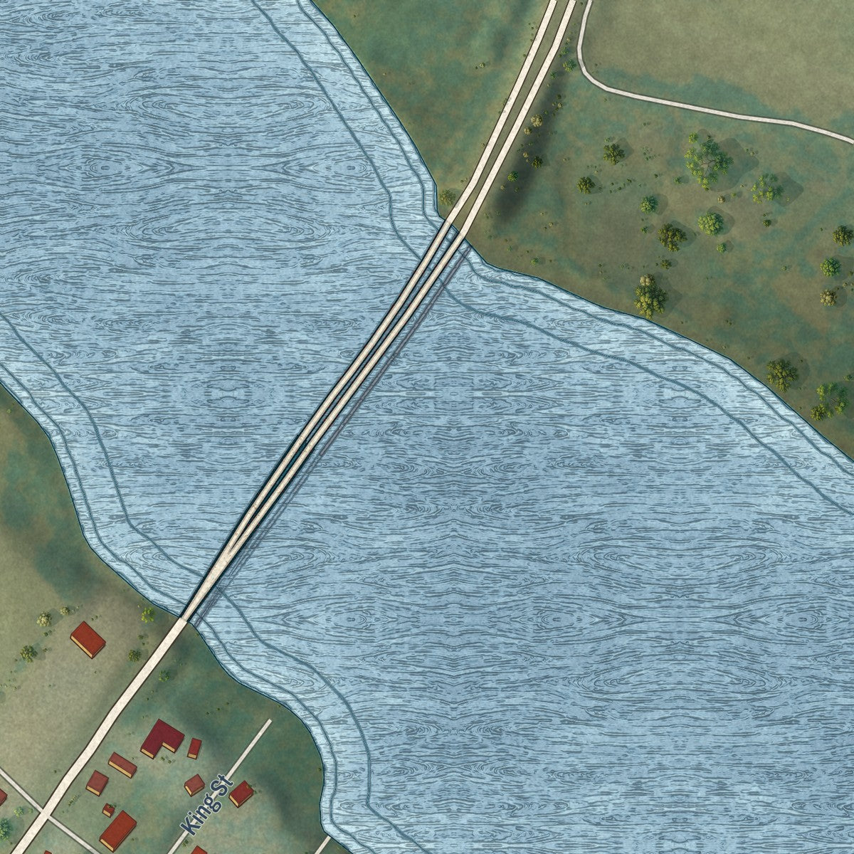 Close-up of the map of Port Royal, Virginia print showing street and building detail
