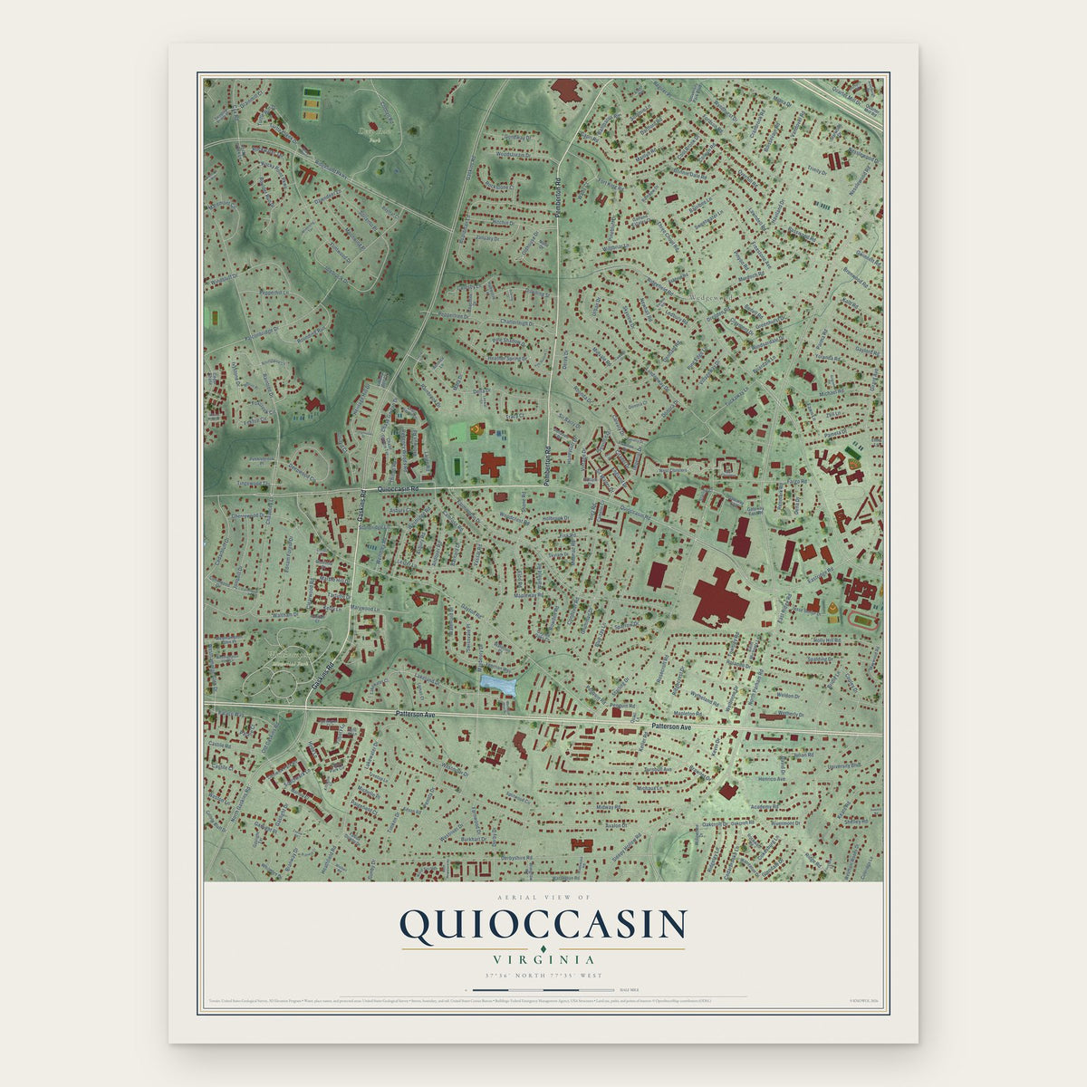 Quioccasin, Virginia map print, the full design