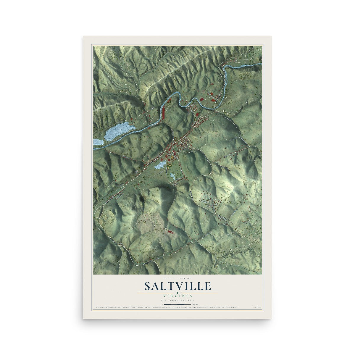 Map of Saltville, Virginia, 12 x 18 inch unframed archival matte print