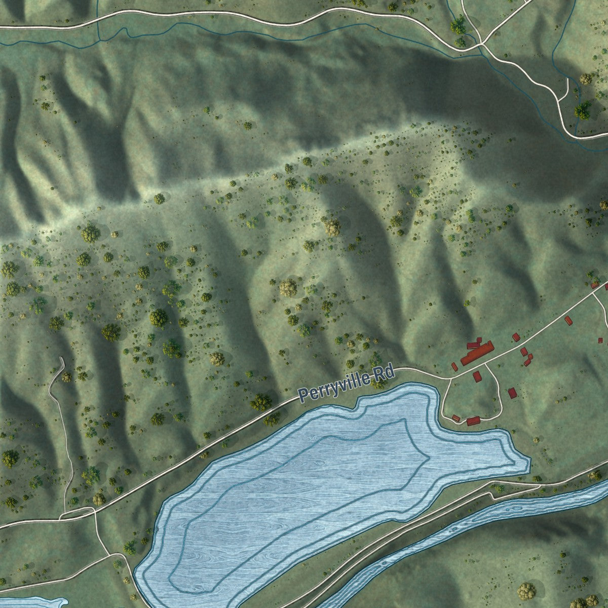 Close-up of the map of Saltville, Virginia print showing street and building detail