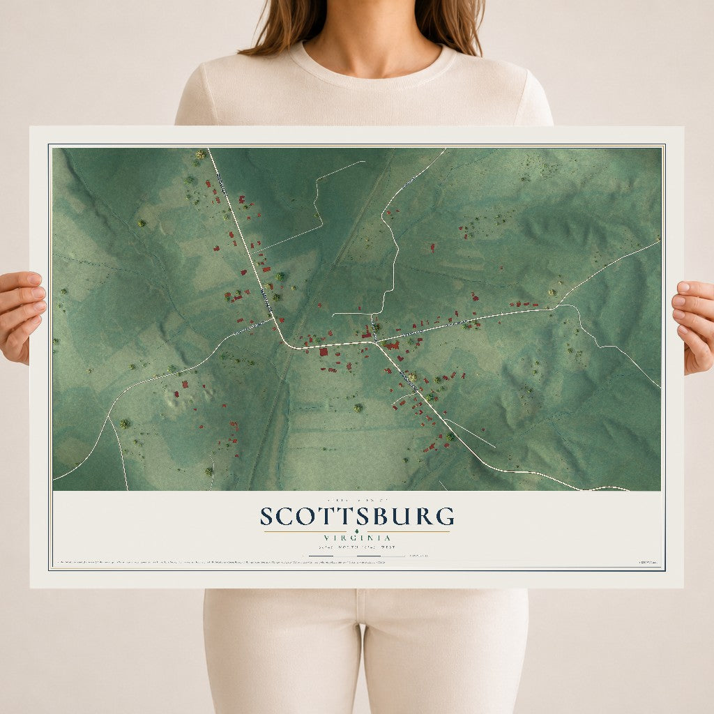 Map of Scottsburg, Virginia, 18 x 24 inch unframed archival matte print