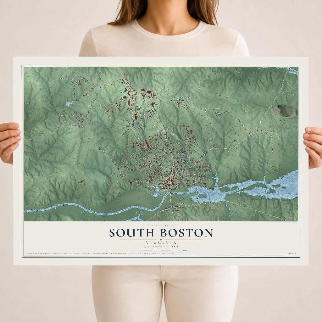 Map of South Boston, Virginia, 18 x 24 inch unframed archival matte print