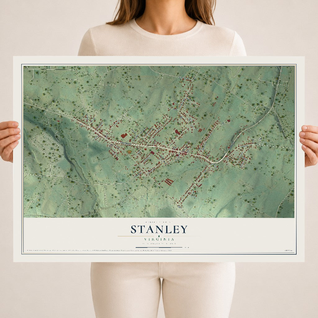 Map of Stanley, Virginia, 18 x 24 inch unframed archival matte print
