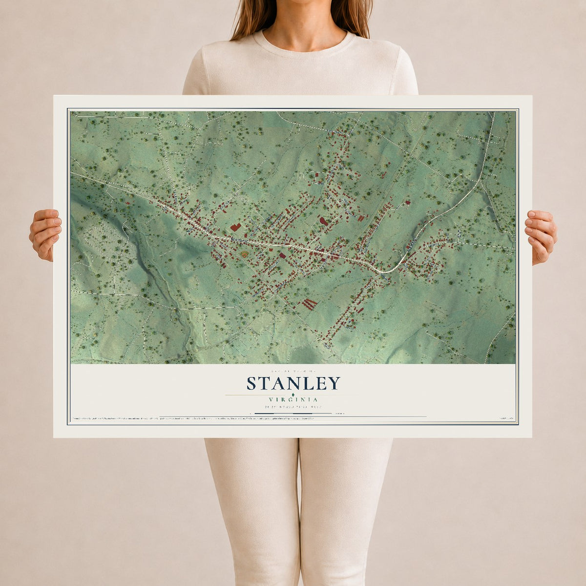 Map of Stanley, Virginia, 24 x 36 inch unframed archival matte print