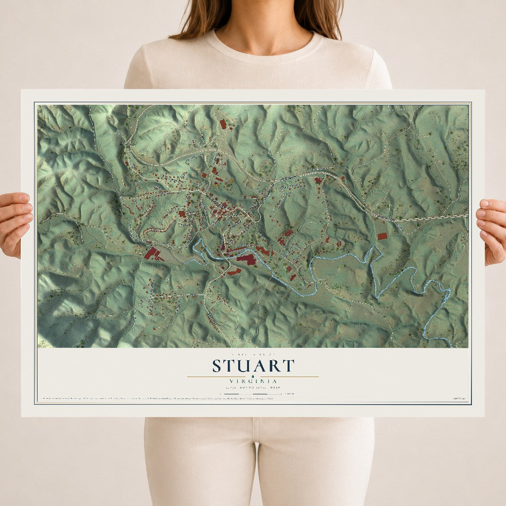 Map of Stuart, Virginia, 18 x 24 inch unframed archival matte print