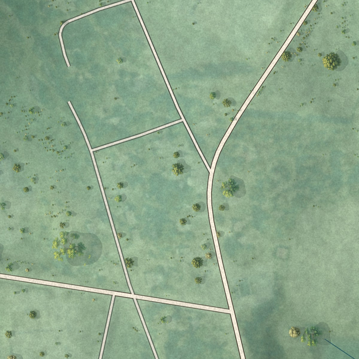 Close-up of the map of Thynedale, Virginia print showing street and building detail
