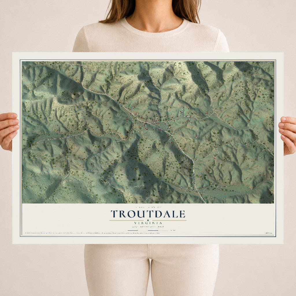 Map of Troutdale, Virginia, 18 x 24 inch unframed archival matte print